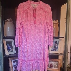 Crown & Ivy Pink Patterned Long Sleeve Dress